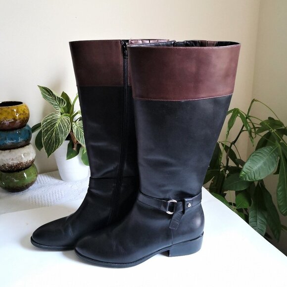 Lauren Ralph Lauren Women's Two Toned Leather Riding Boots Size 8 B - Picture 1 of 5